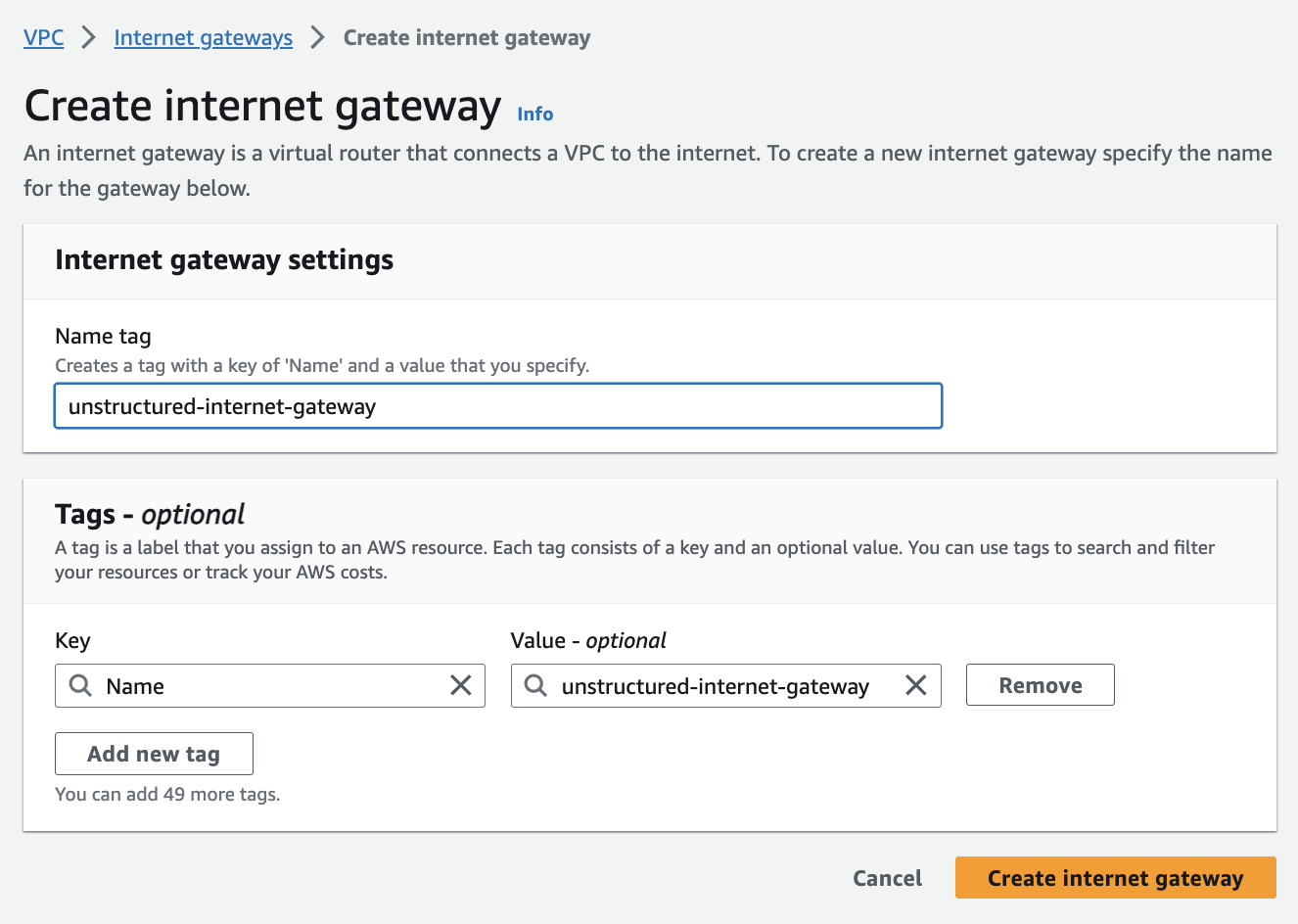 create internet gateway